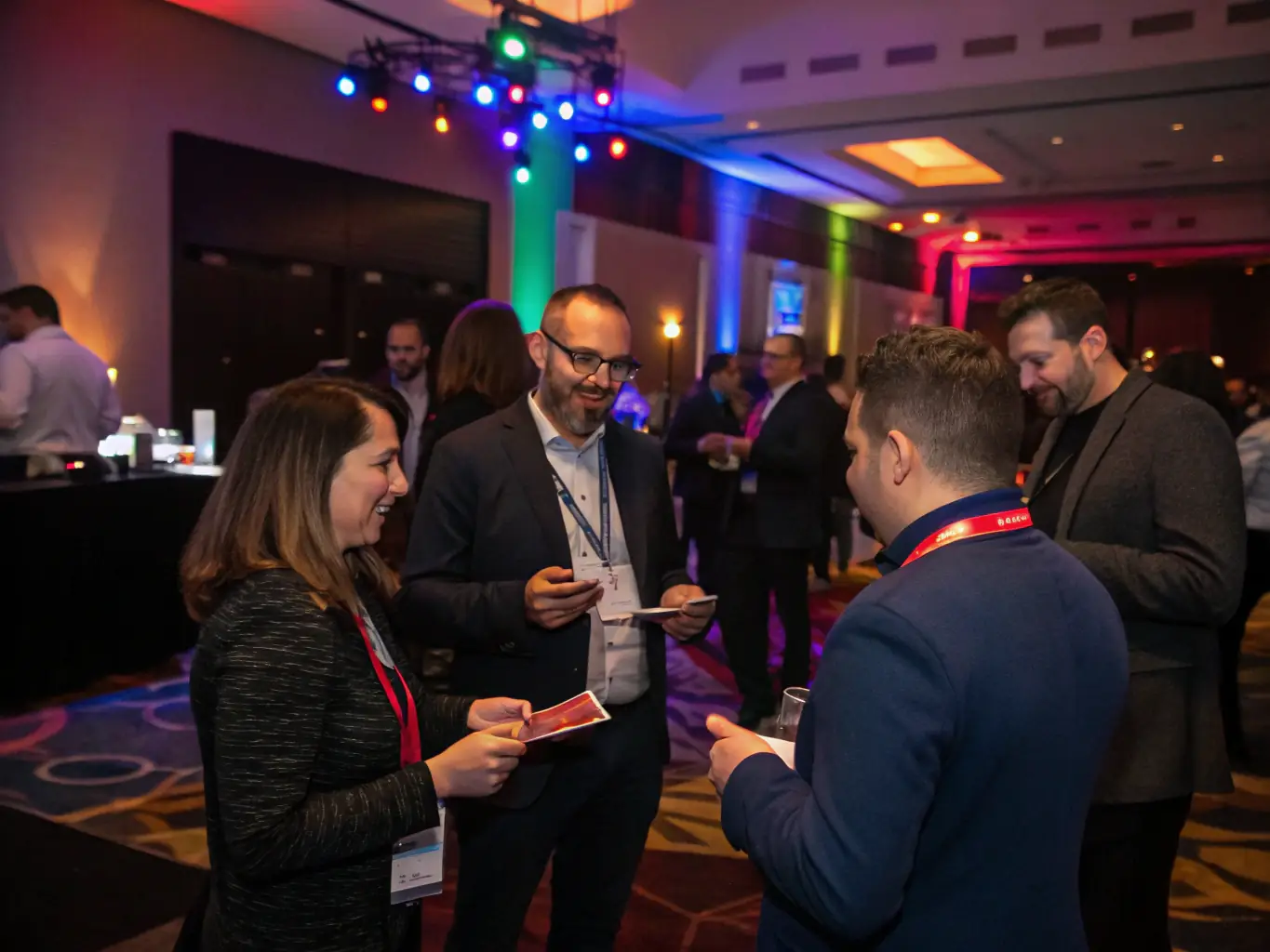 A photograph capturing attendees networking and engaging in discussions during a break at the UK Sustainability Summit, emphasizing the community and connection fostered at the event.