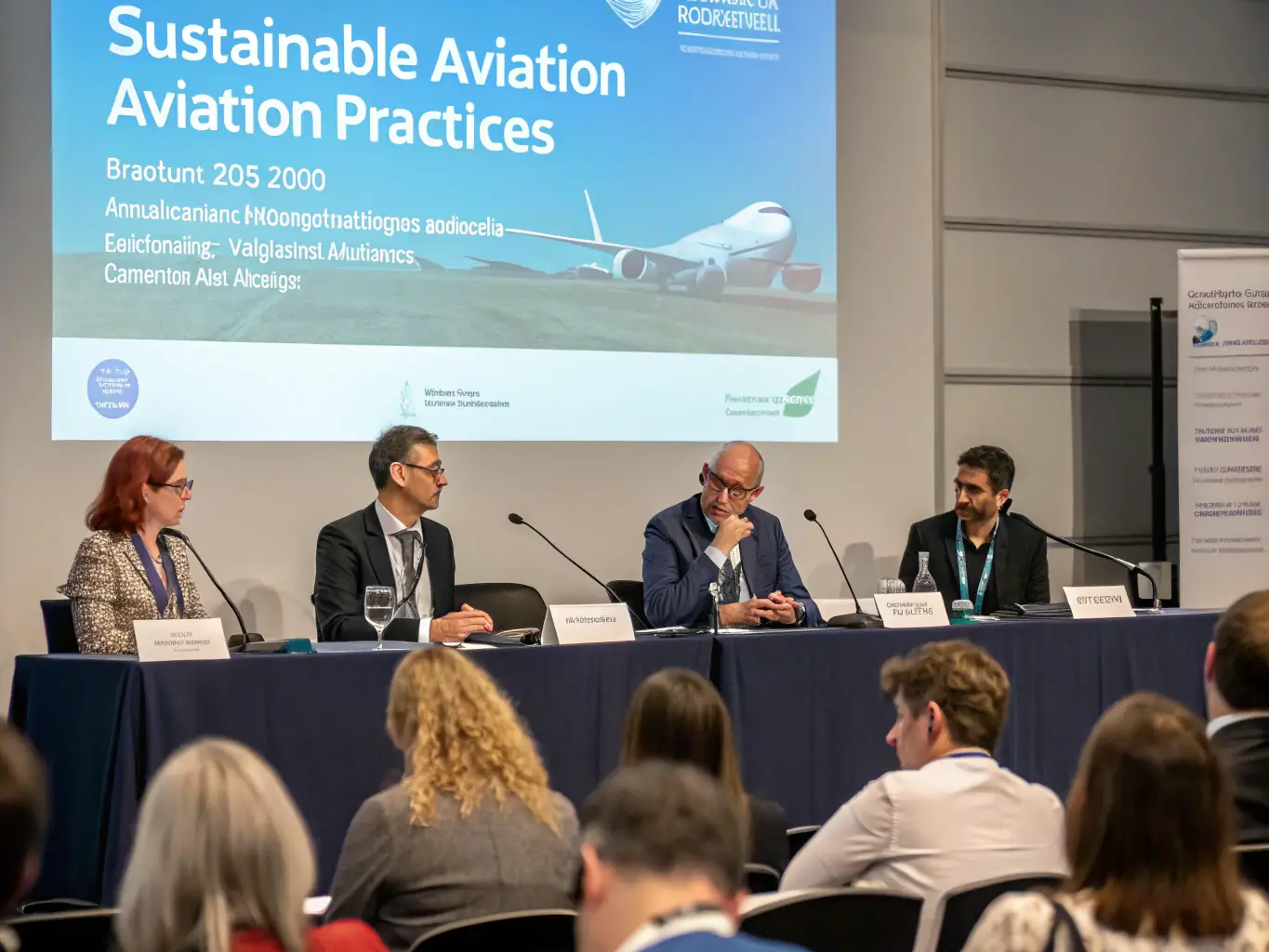 A dynamic image showcasing a panel discussion with industry leaders at the UK Sustainability Summit, highlighting the collaborative environment and exchange of ideas.